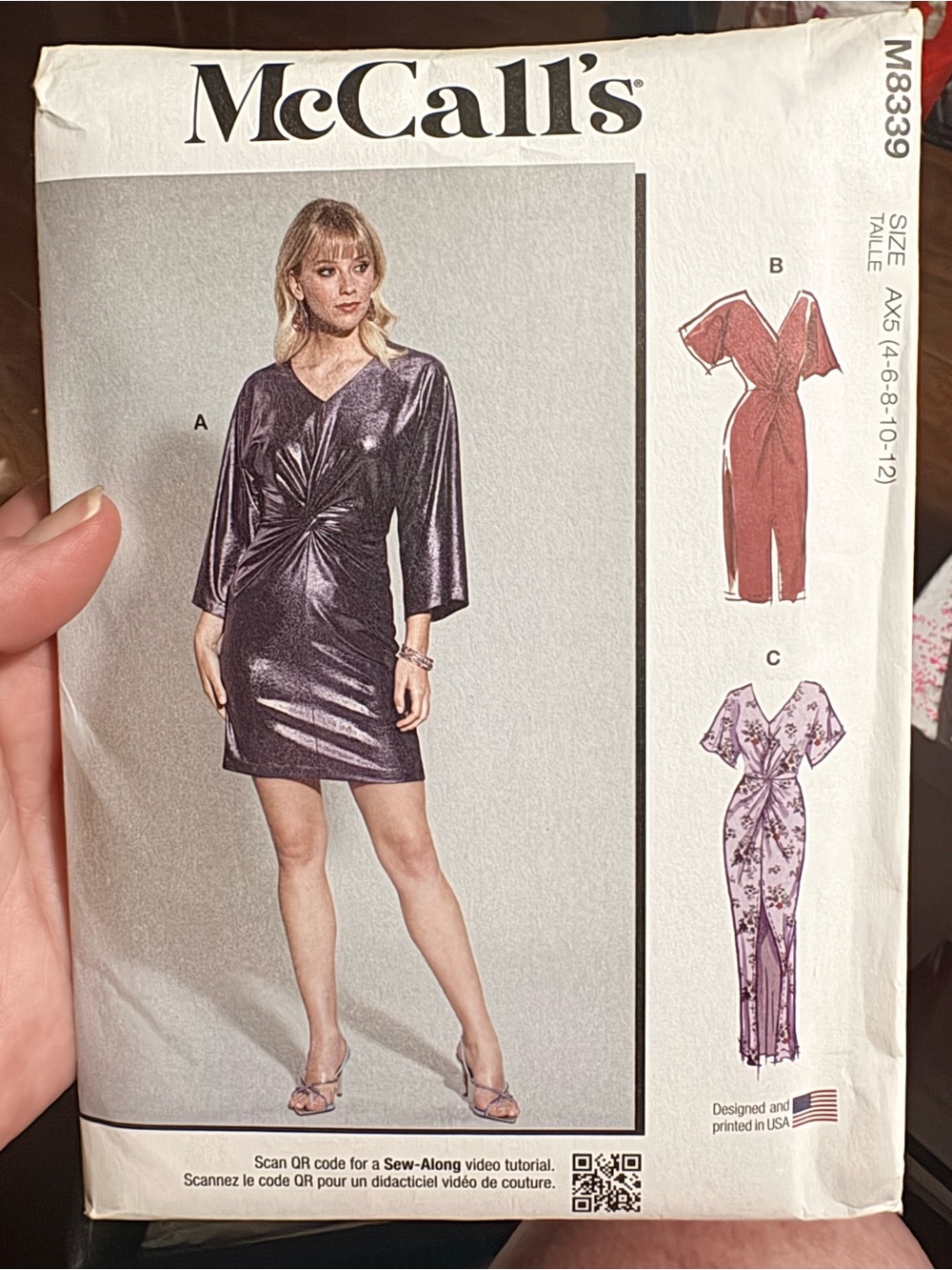 BN UNCUT MCCALLS 8339 AX5 SEWING PATTERNS DRESS